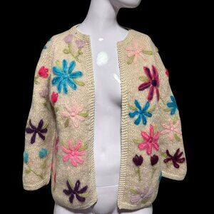 Neiman Marcus Women's Tan and Pink Cardigan